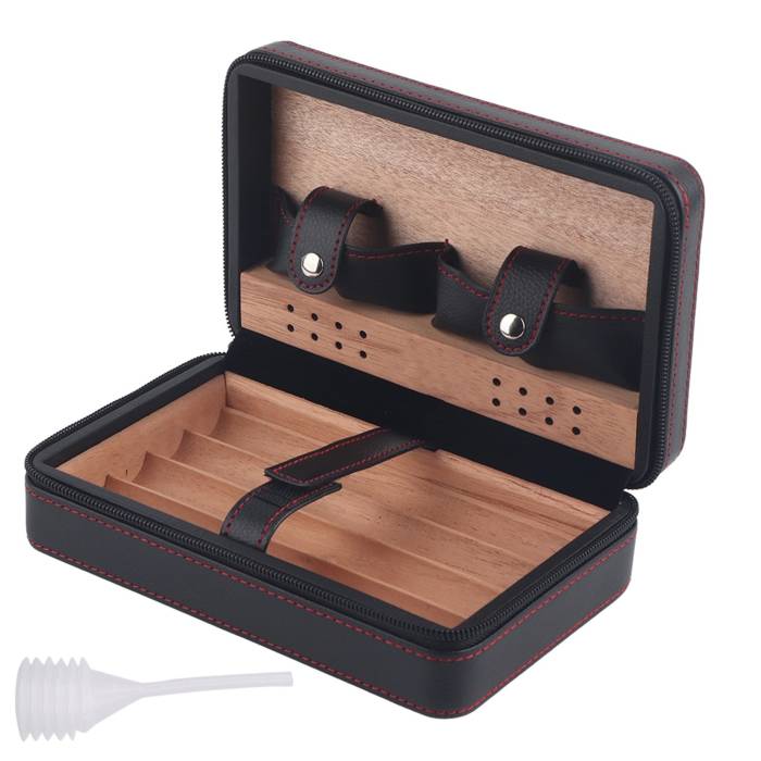 Port tigari de foi PU leather Travel Black (umidor) "Andreas"