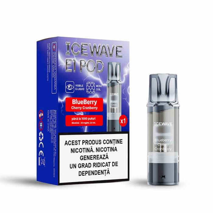 Cartus Icewave 1000 pufuri Blueberry Cherry Cranberry 20 mg.