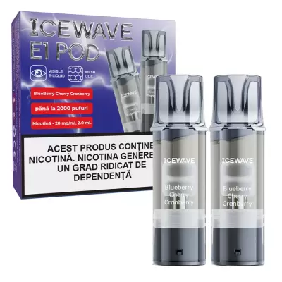 Cartus Icewave 2x1000 pufuri Blueberry Cherry Cranberry 20 mg.