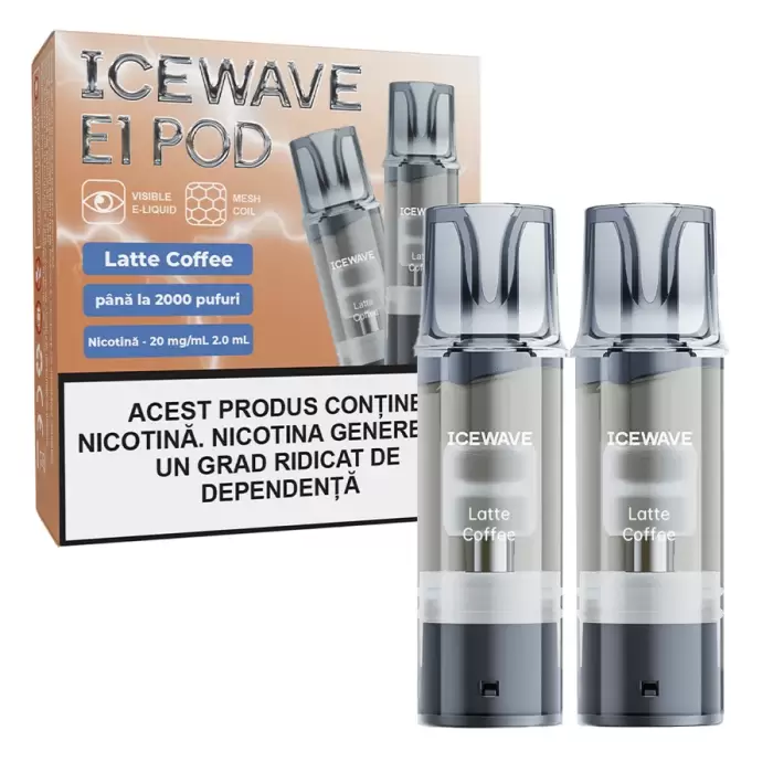 Cartus Icewave 2x1000 pufuri Latte Coffee 20 mg.