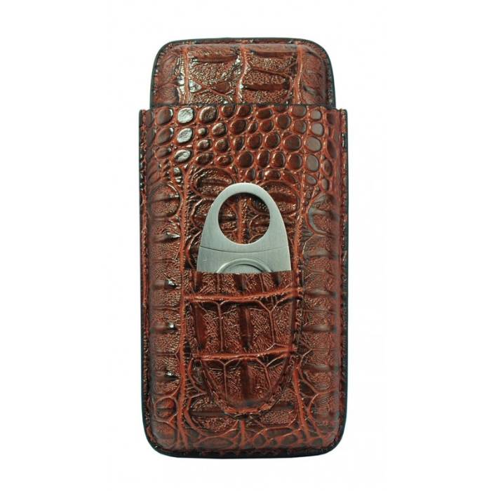 Port tigari de foi (3 tigari) + cutter Croco Brown "Andreas"