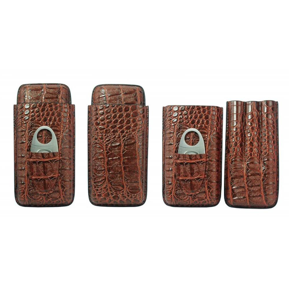 Port tigari de foi (3 tigari) + cutter Croco Brown "Andreas"