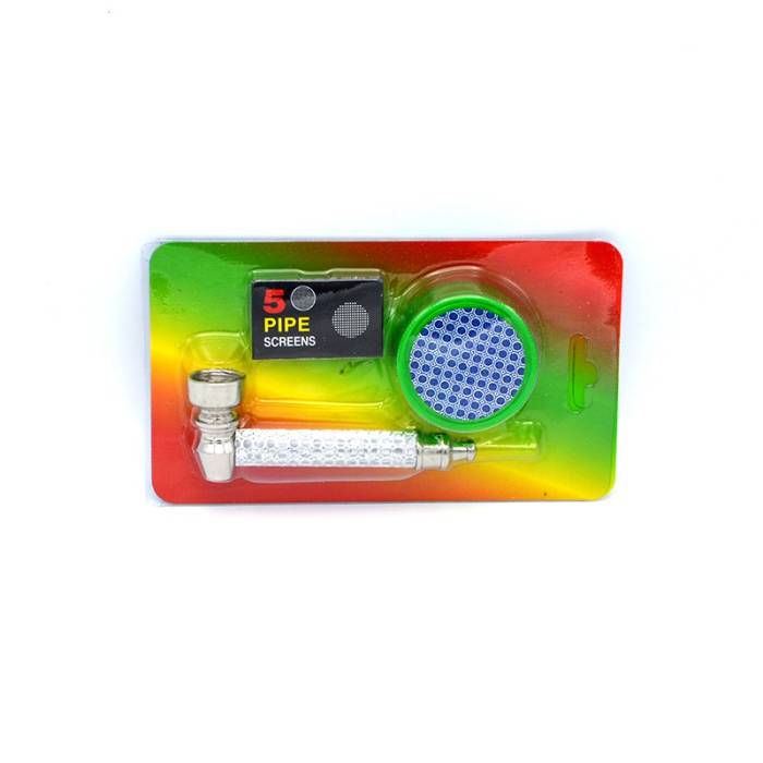 Set mini pipa si grinder plastic Glitter / Toro