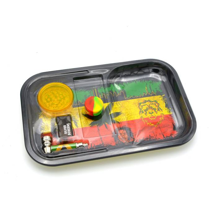 Set (tava rulat+site+grinder+minipipa+pillbox) Rasta / Toro