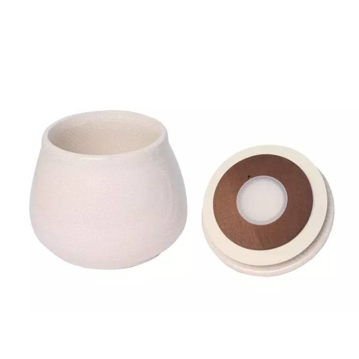 Vas ceramic pentru tutun de pipa cu umidificator White Cracked / Chacom