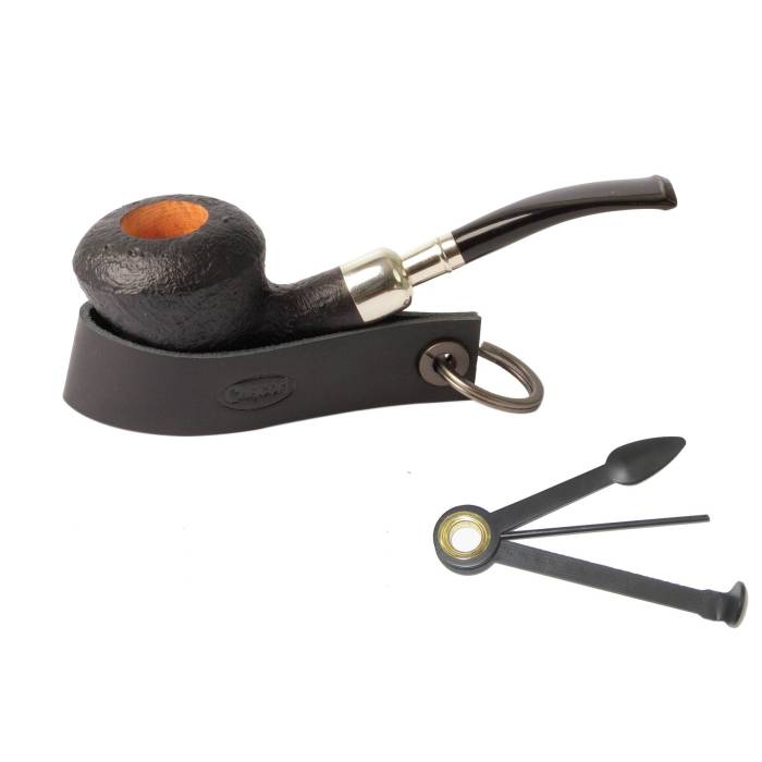 Suport piele pipa (curatator metal, inel chei) Black / Chacom