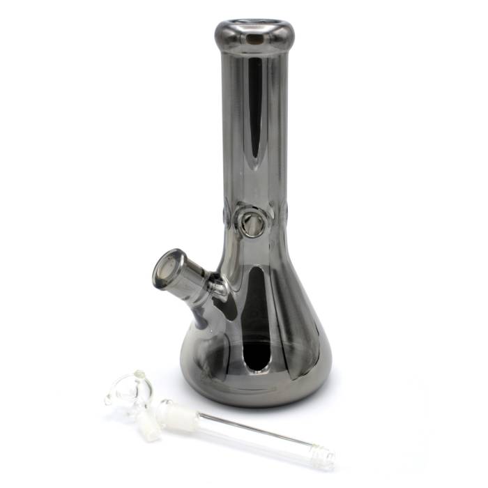 Set (bong sticla 31cm+grinder+filtre carton) Shiny Black / Toro