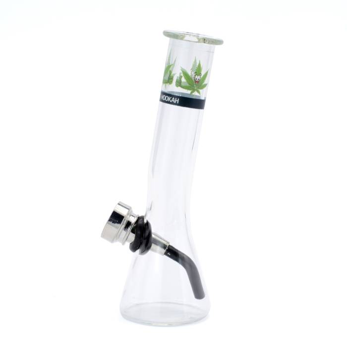 Set (bong sticla 12cm+site+grinder) Happy Leaf / Toro